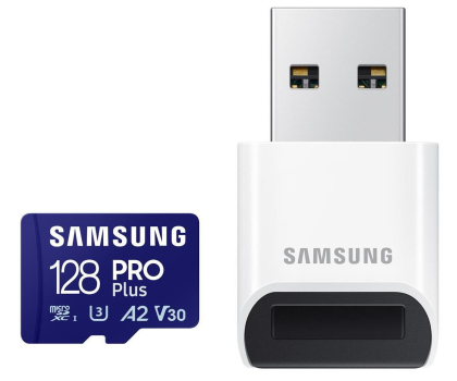Karta pamięci Samsung 128GB microSDXC PRO Plus 180MB/s z czytnikiem (2023)